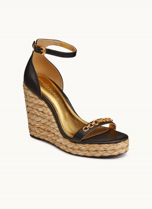 Sandály Donna Karan Yulissa Ankle Páskové Espadrilky Černé | CZ_DK78010