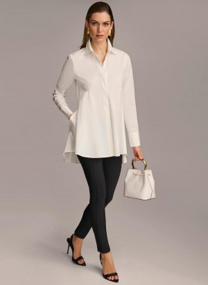 Sweaters and Tops Donna Karan Long Sleeve A-line Tunic Krém | CZ_DK25112