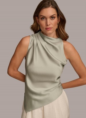 Sweaters and Tops Donna Karan Ruched With Angled Hem Šedé | CZ_DK38704