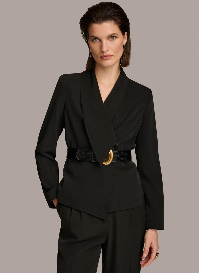 Bunda Donna Karan Belted Blazer Černé | CZ_DK18751