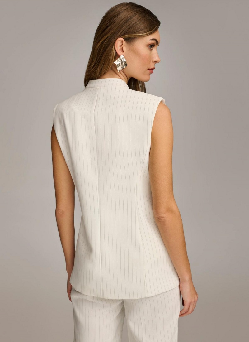 Bunda Donna Karan V-neck Vest Bílé | CZ_DK65596