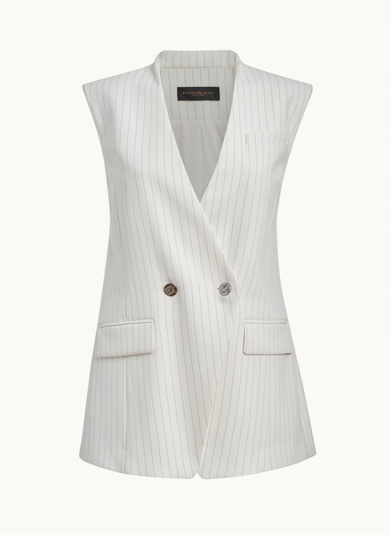 Bunda Donna Karan V-neck Vest Bílé | CZ_DK65596