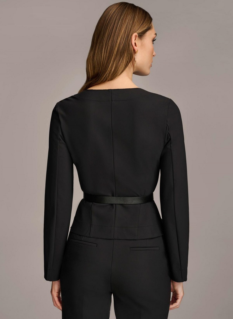 Bunda Donna Karan Wrap With Belt Černé | CZ_DK34036