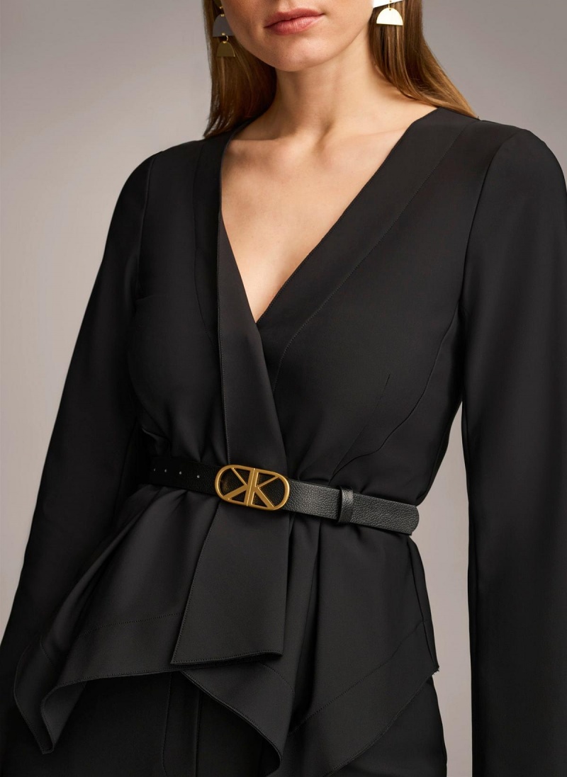 Bunda Donna Karan Wrap With Belt Černé | CZ_DK34036