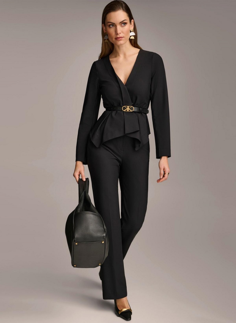 Bunda Donna Karan Wrap With Belt Černé | CZ_DK34036