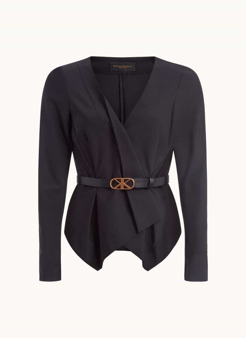 Bunda Donna Karan Wrap With Belt Černé | CZ_DK34036