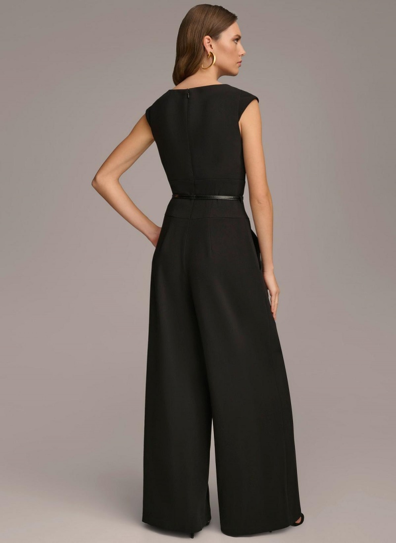 Kombinéza Donna Karan Belted With Pockets Černé | CZ_DK45415