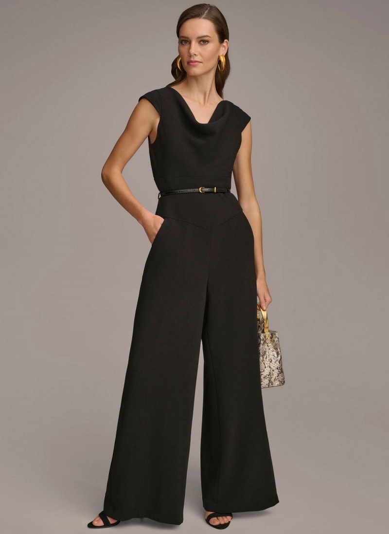 Kombinéza Donna Karan Belted With Pockets Černé | CZ_DK45415