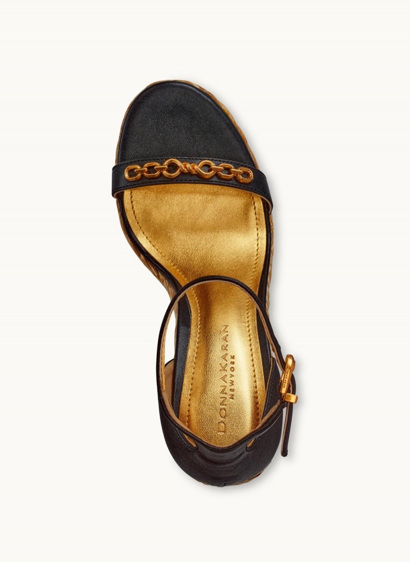 Sandály Donna Karan Yulissa Ankle Páskové Espadrilky Černé | CZ_DK78010