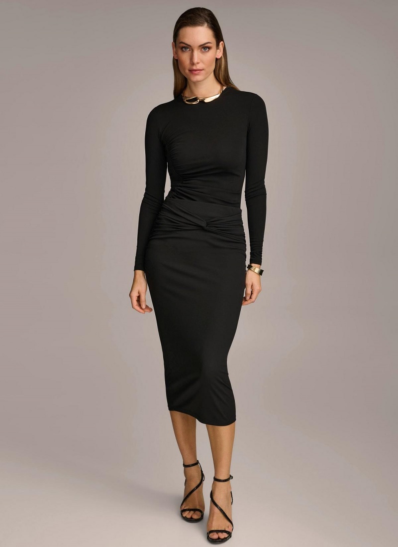 Sukně Donna Karan Twist Pasem Černé | CZ_DK58445