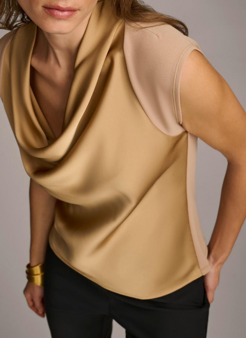 Sweaters and Tops Donna Karan Bez Rukávů Cowl Neck Zlaté | CZ_DK55507