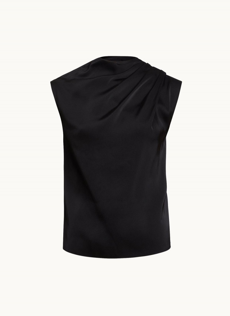 Sweaters and Tops Donna Karan Bez Rukávů Draped Mockneck Černé | CZ_DK57765