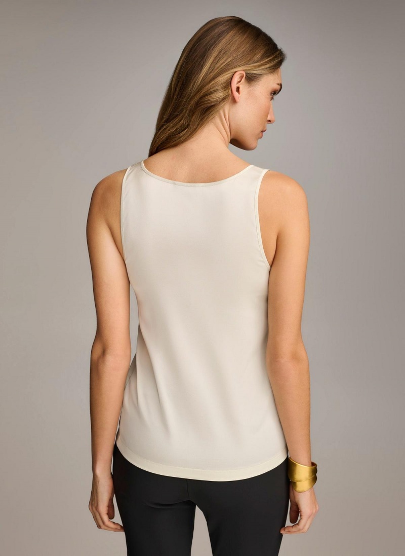 Sweaters and Tops Donna Karan Bez Rukávů Shell Krém | CZ_DK88735