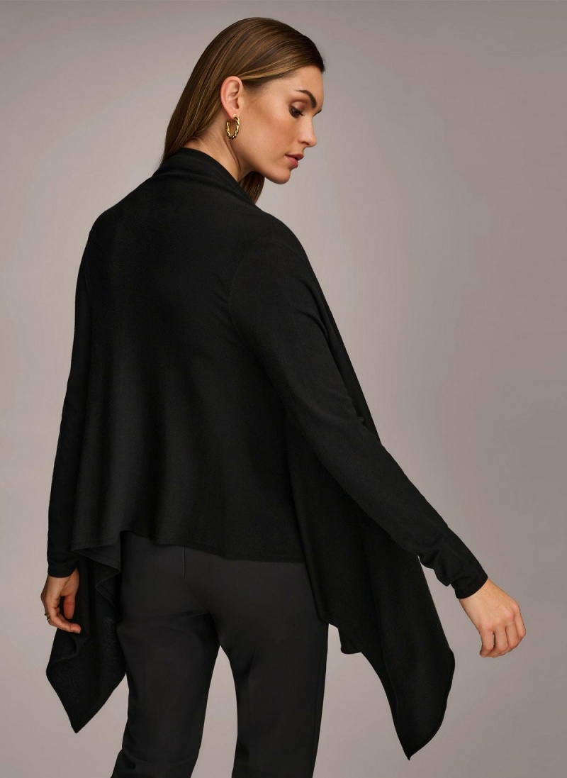 Sweaters and Tops Donna Karan Long Sleeve Drape Cardigan Černé | CZ_DK10895