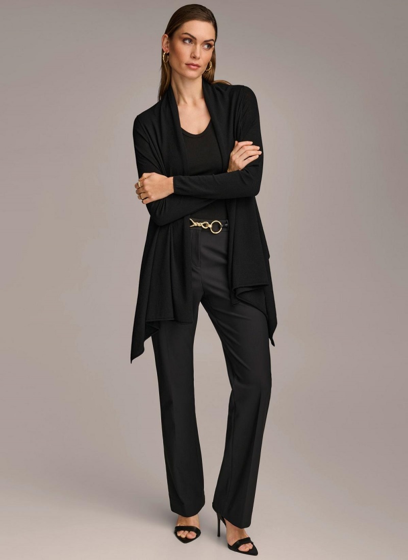 Sweaters and Tops Donna Karan Long Sleeve Drape Cardigan Černé | CZ_DK10895