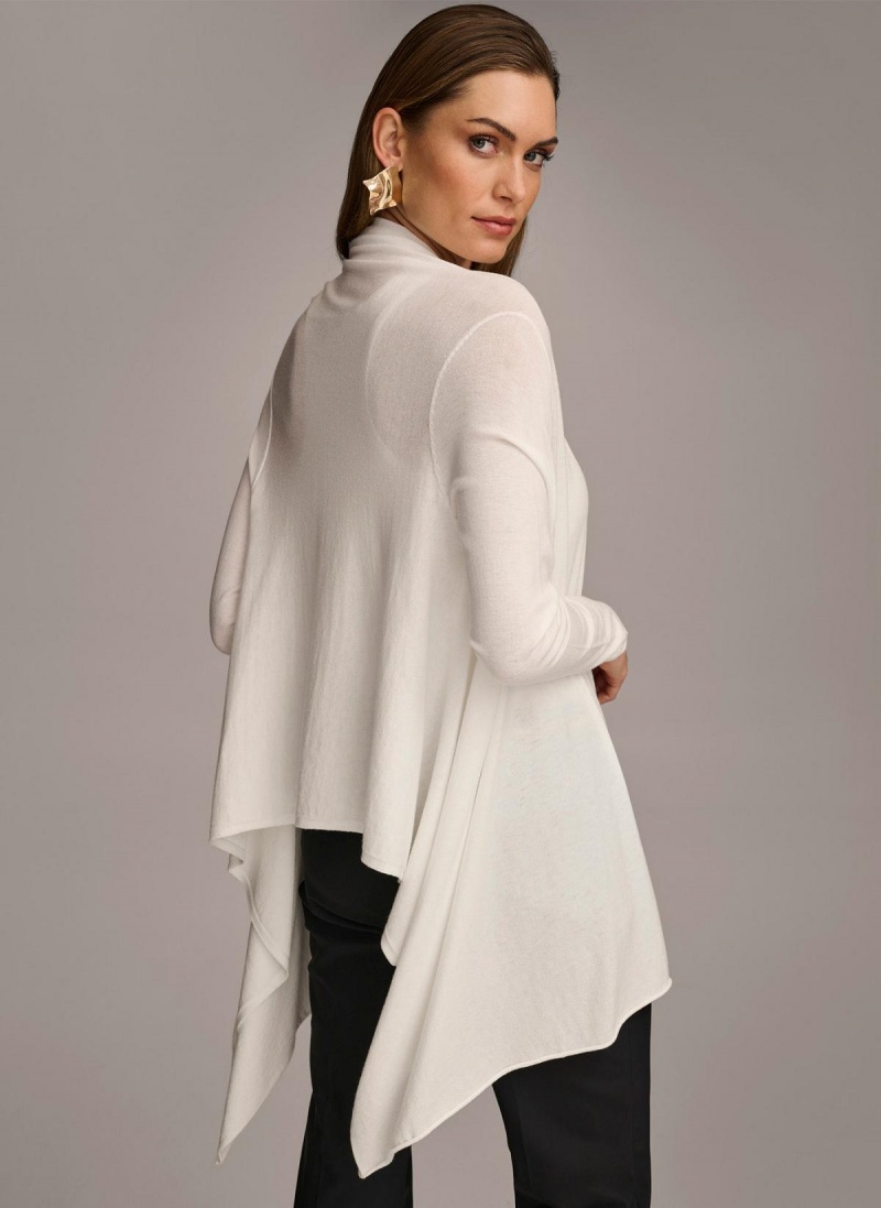 Sweaters and Tops Donna Karan Long Sleeve Drape Cardigan Krém | CZ_DK14239