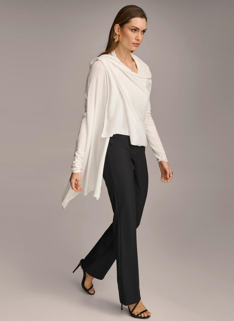 Sweaters and Tops Donna Karan Long Sleeve Drape Cardigan Krém | CZ_DK14239