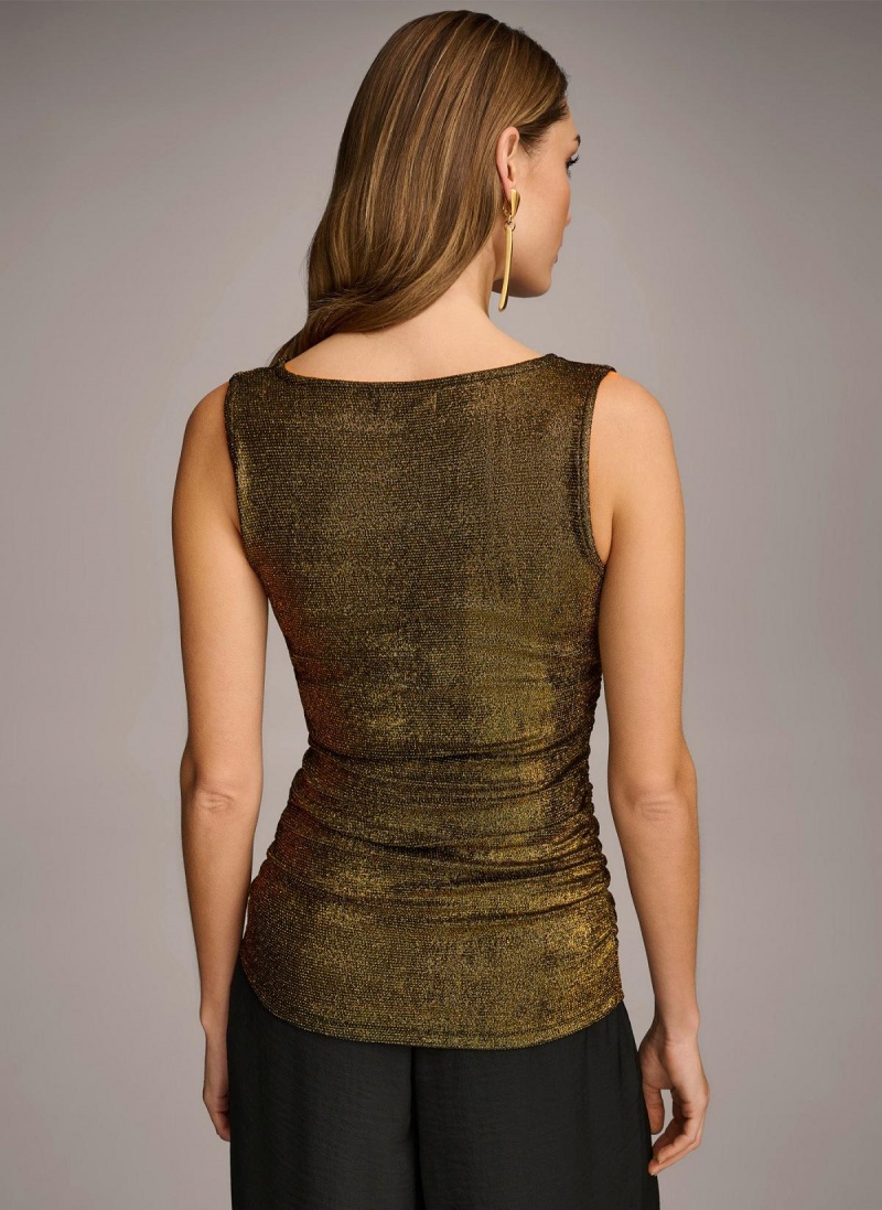 Sweaters and Tops Donna Karan Metallic Tank Černé | CZ_DK53502