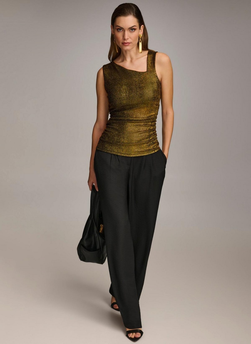 Sweaters and Tops Donna Karan Metallic Tank Černé | CZ_DK53502