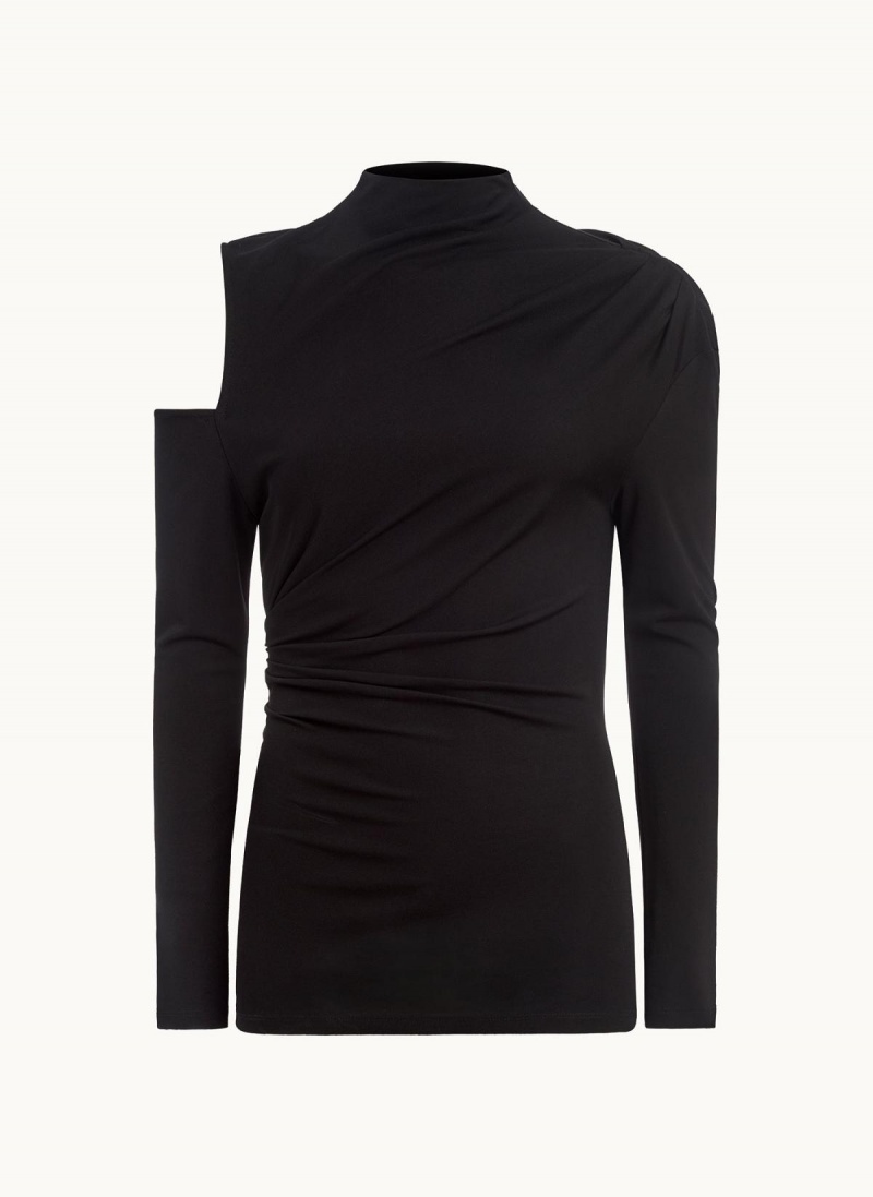 Sweaters and Tops Donna Karan Mock Neck With Cold Shoulder Černé | CZ_DK19796