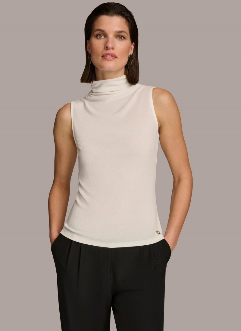 Sweaters and Tops Donna Karan Mockneck Krém | CZ_DK89023