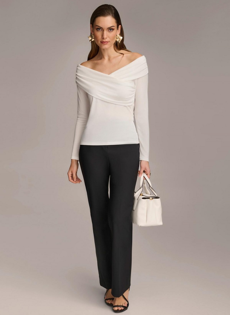 Sweaters and Tops Donna Karan Off Shoulder Wrap Krém | CZ_DK51233