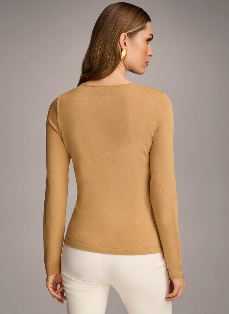 Sweaters and Tops Donna Karan Přezkou Hardware Hnědé | CZ_DK92747