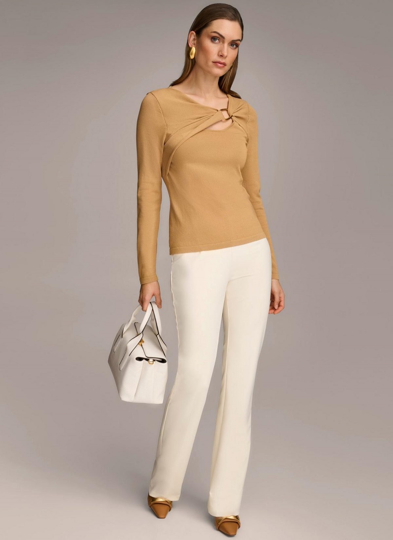 Sweaters and Tops Donna Karan Přezkou Hardware Hnědé | CZ_DK92747