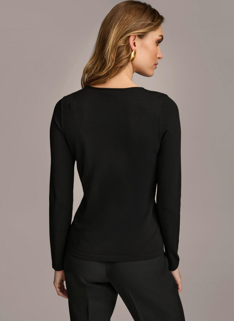 Sweaters and Tops Donna Karan Přezkou Hardware Černé | CZ_DK65215