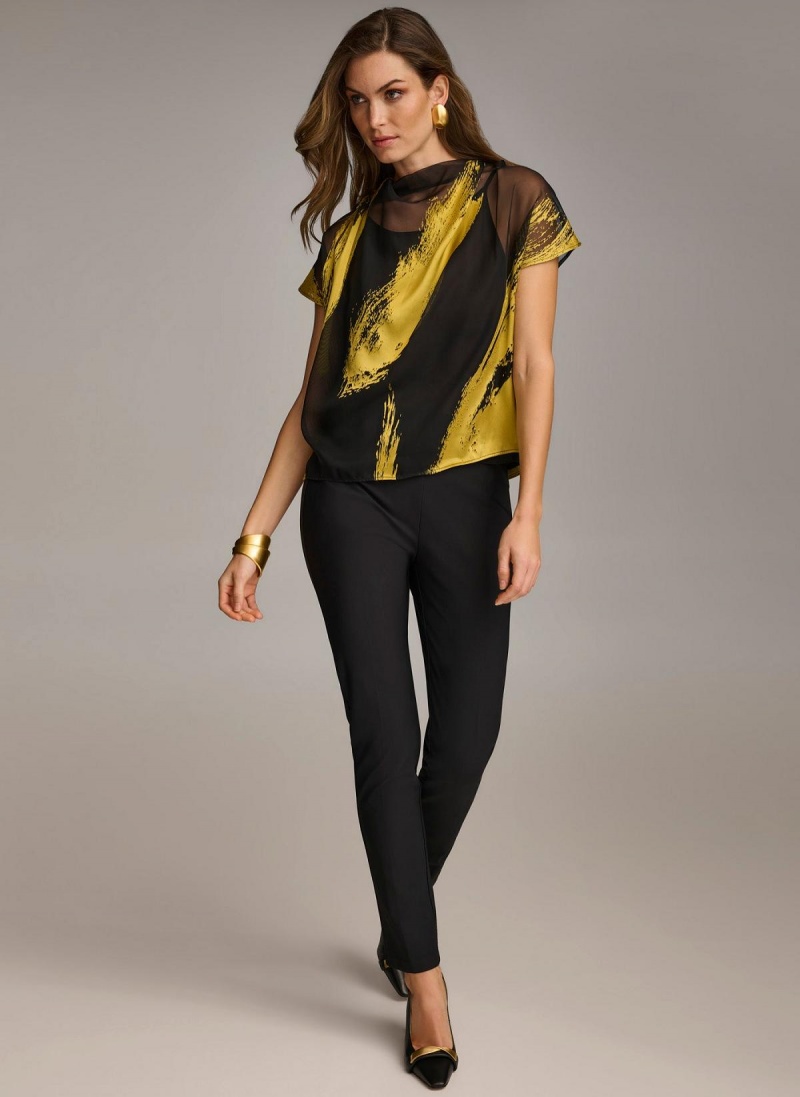 Sweaters and Tops Donna Karan Print Cowl Neck Černé | CZ_DK41401