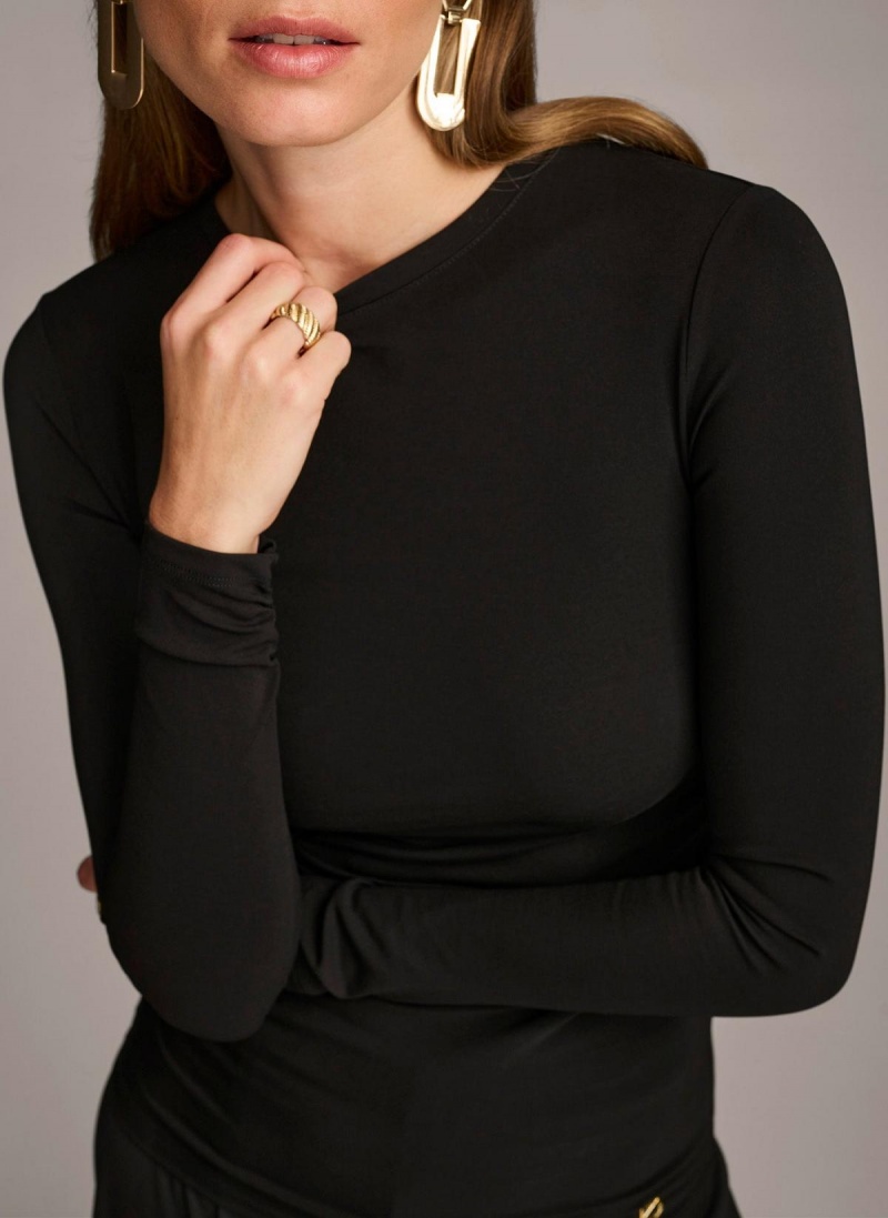 Sweaters and Tops Donna Karan Ruched Detail Černé | CZ_DK77424