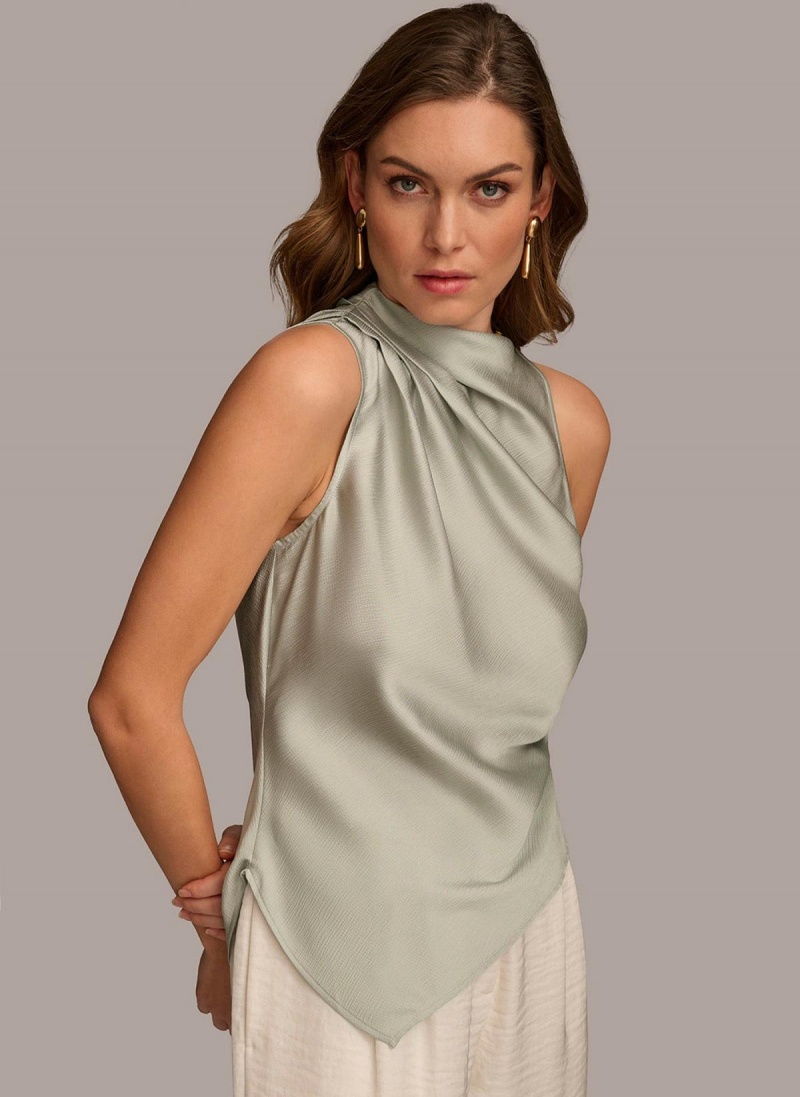 Sweaters and Tops Donna Karan Ruched With Angled Hem Šedé | CZ_DK38704