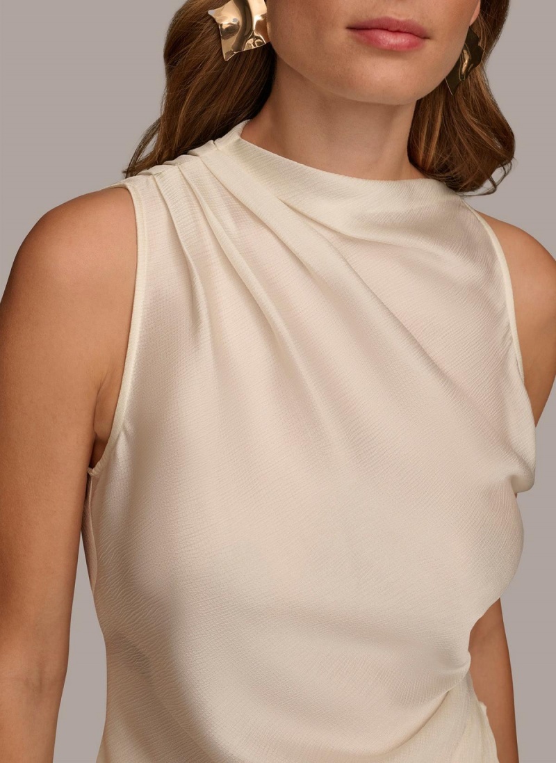 Sweaters and Tops Donna Karan Ruched With Angled Hem Krém | CZ_DK39132