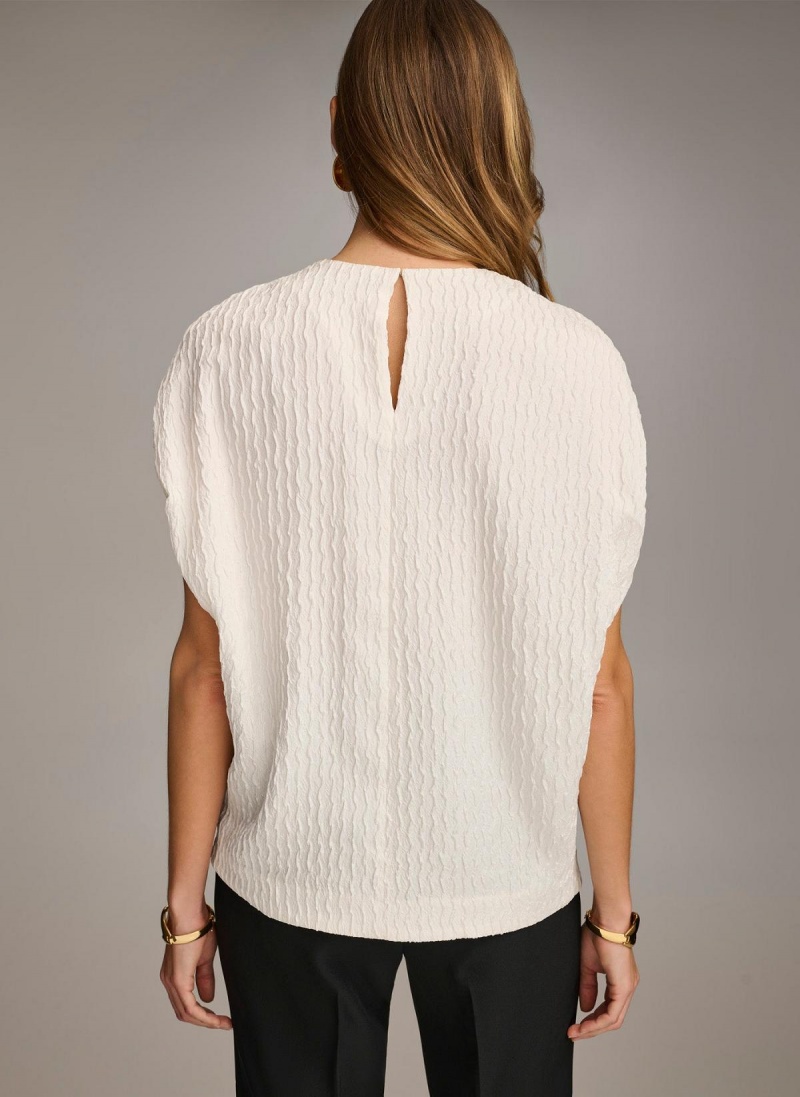 Sweaters and Tops Donna Karan Textured Bílé | CZ_DK32158