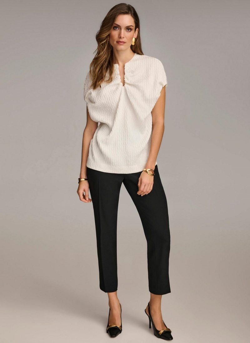 Sweaters and Tops Donna Karan Textured Bílé | CZ_DK32158