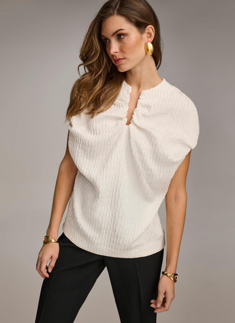 Sweaters and Tops Donna Karan Textured Bílé | CZ_DK32158