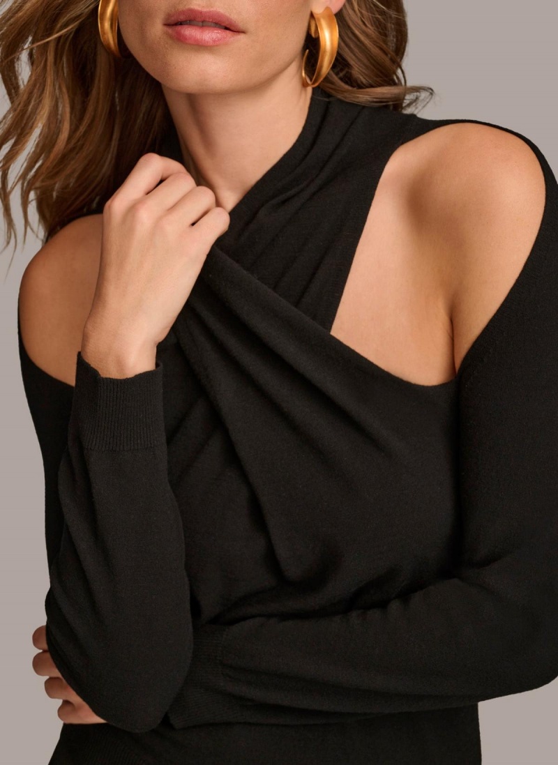 Sweaters and Tops Donna Karan Twist Front Černé | CZ_DK61159