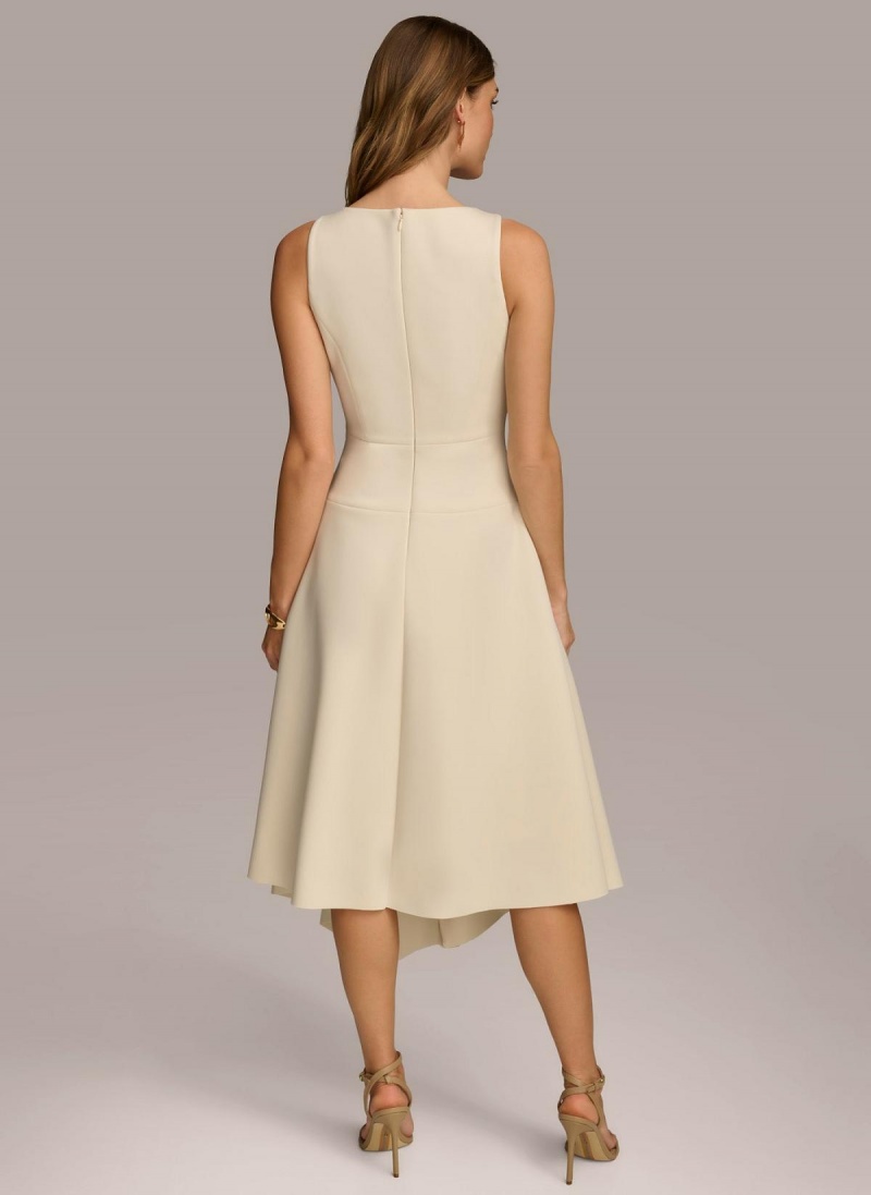 Šaty Donna Karan Asymmetrical Midi Bílé | CZ_DK61947