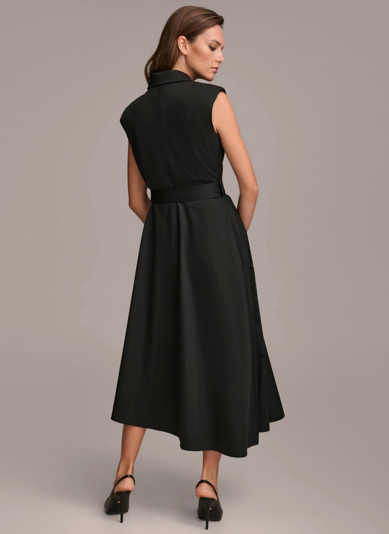 Šaty Donna Karan Belted Asymmetrical Černé | CZ_DK21373