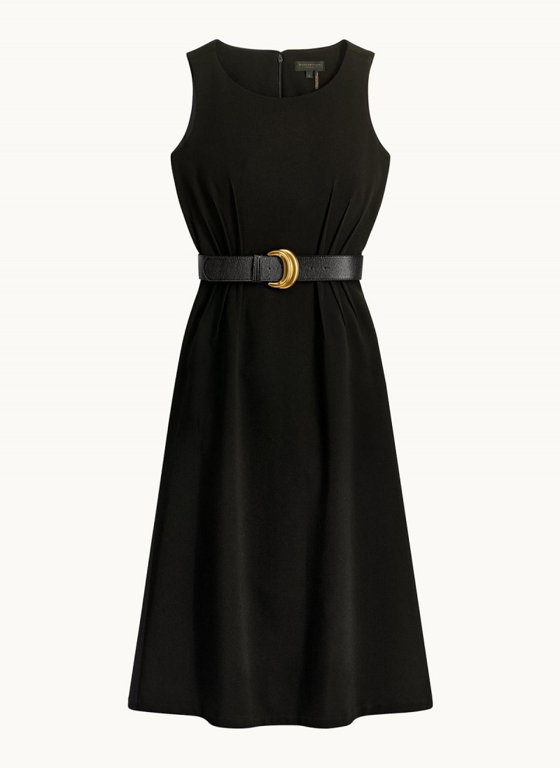 Šaty Donna Karan Belted Midi Černé | CZ_DK41717