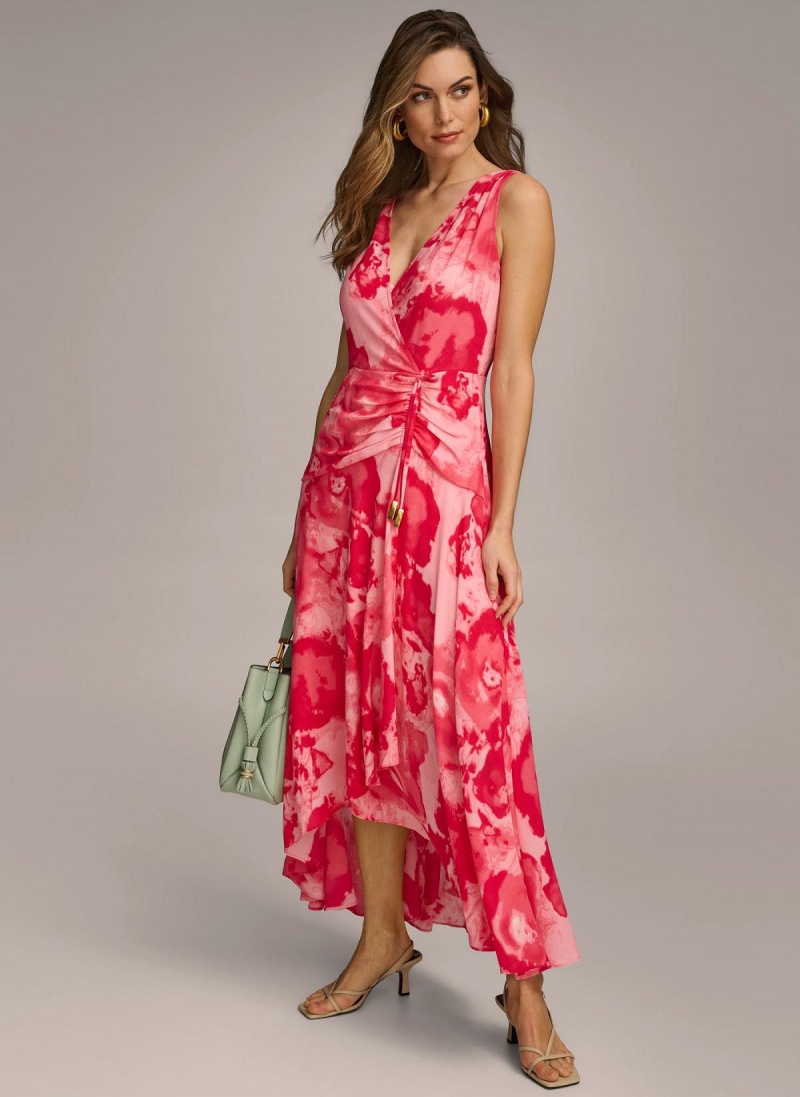 Šaty Donna Karan Floral Midi Růžové | CZ_DK80596