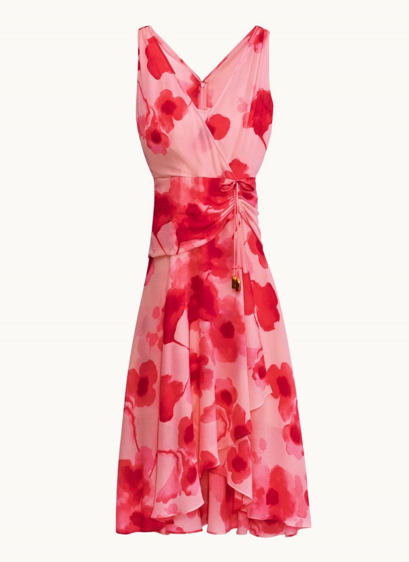 Šaty Donna Karan Floral Midi Růžové | CZ_DK80596