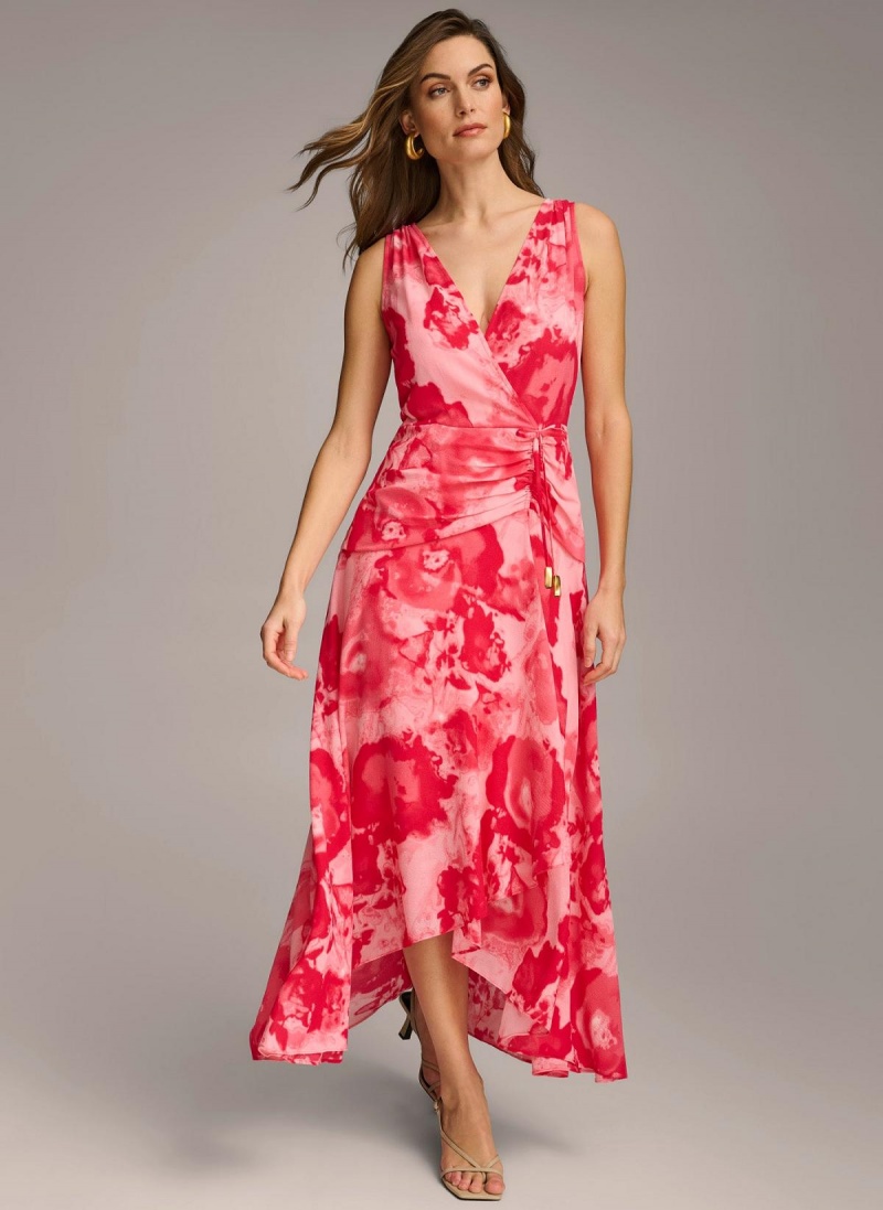 Šaty Donna Karan Floral Midi Růžové | CZ_DK80596