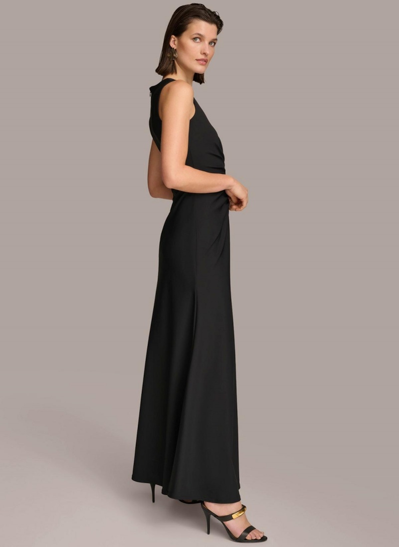 Šaty Donna Karan Vneck Twist Front Gown Černé | CZ_DK20721