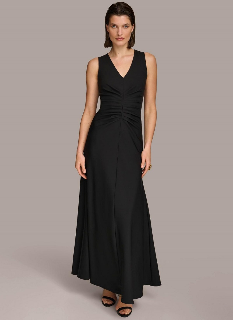 Šaty Donna Karan Vneck Twist Front Gown Černé | CZ_DK20721